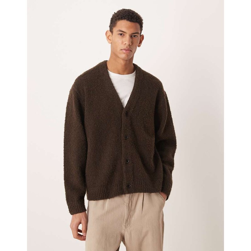 Abercrombie & Fitch boucle vintage cardigan in brown 112472042