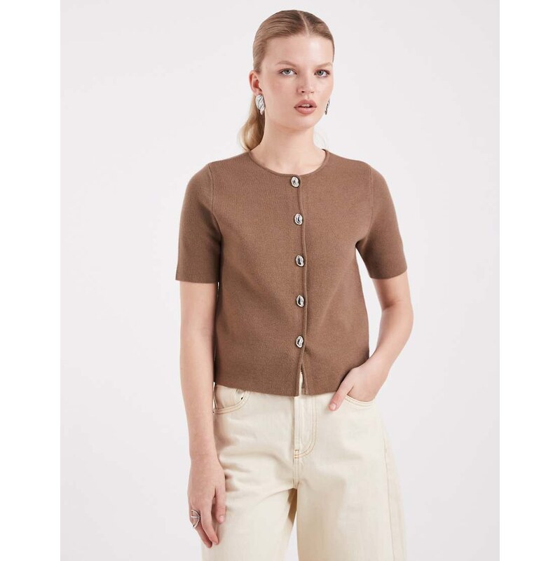 Threadbare short sleeve compact knit cardigan with contrast