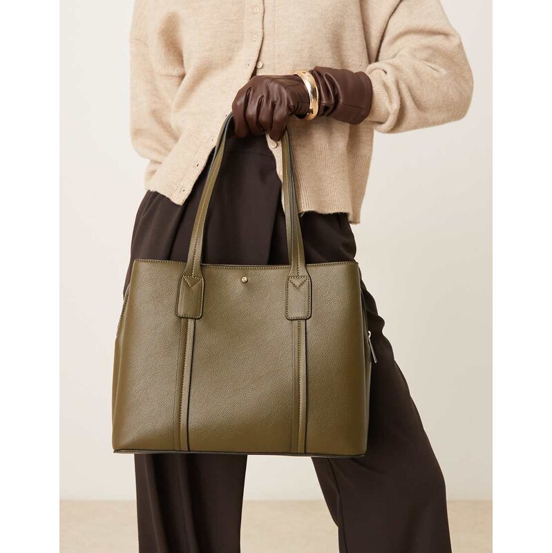 Accessorize webbing strap shoulder bag in olive green 112478266