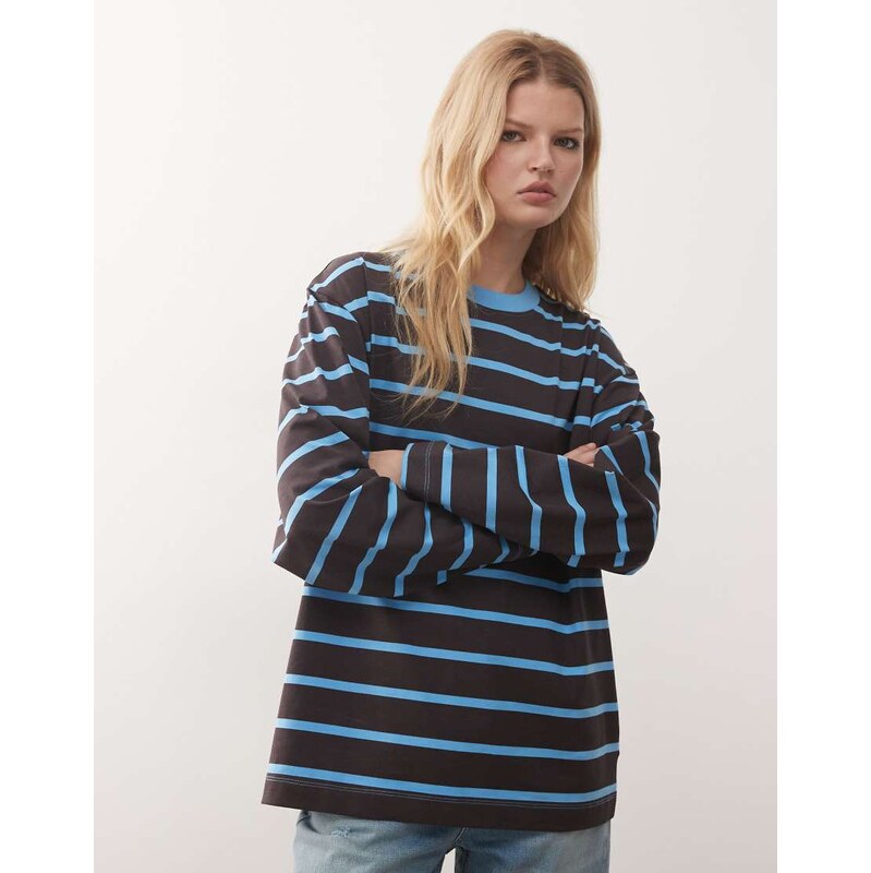 COLLUSION Boxy long sleeve tee in blue stripe 113691336