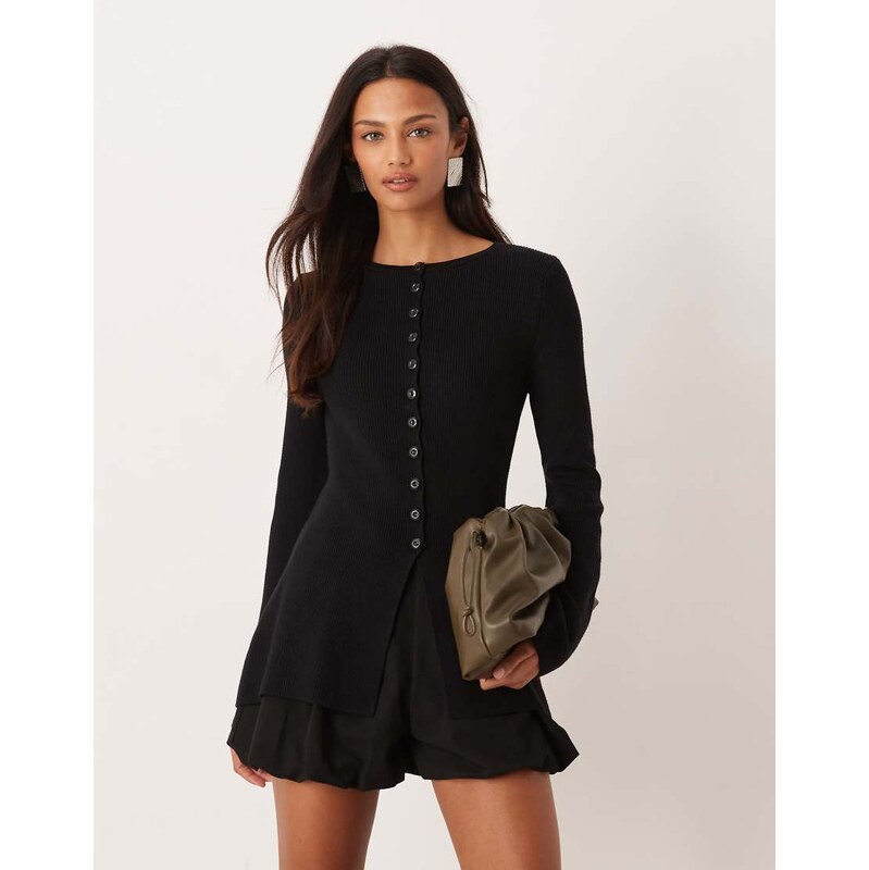 Nobodys Child knitted longline cardigan in black