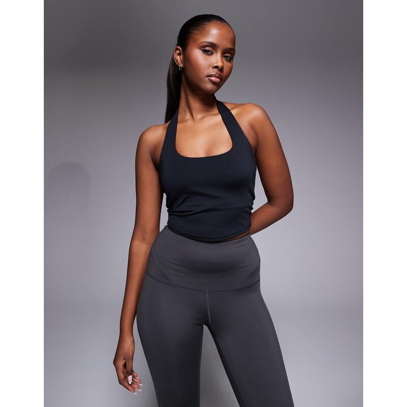 4505 active halter neck performance vest with inner bra in black 115515742