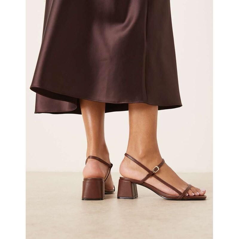 Glamorous low block heeled sandals in chocolate brown