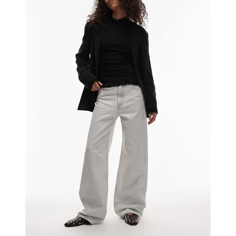 ARKET Lupine high rise wide leg jeans in bleached off white-Blue