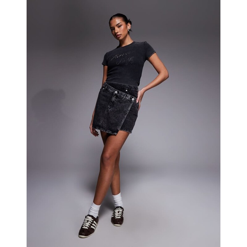 Hugo Blue Galaxy denim skirt in black