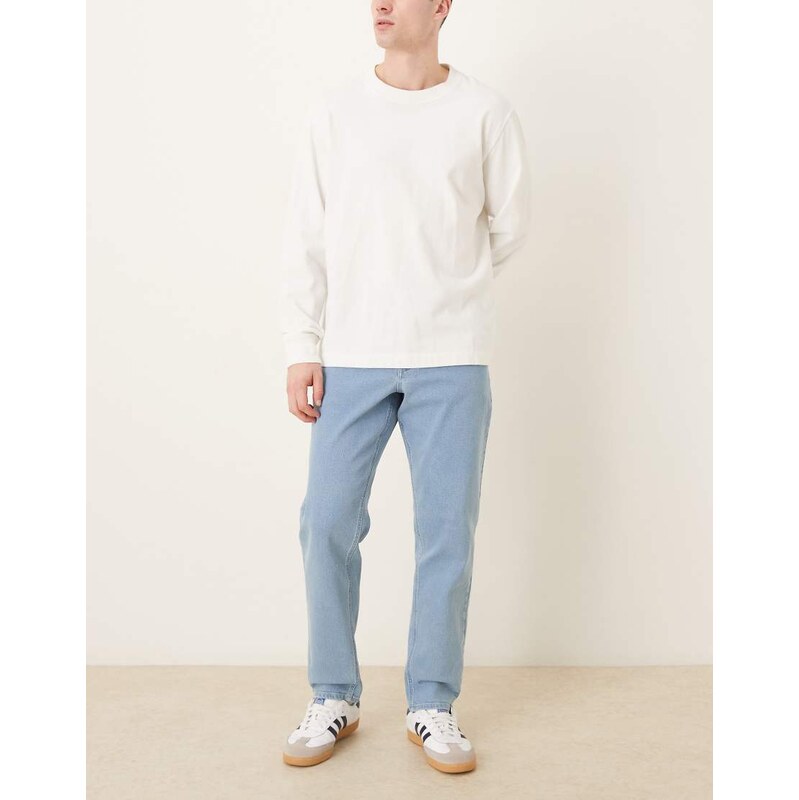 ASOS DESIGN stretch tapered jeans in light stone wash blue