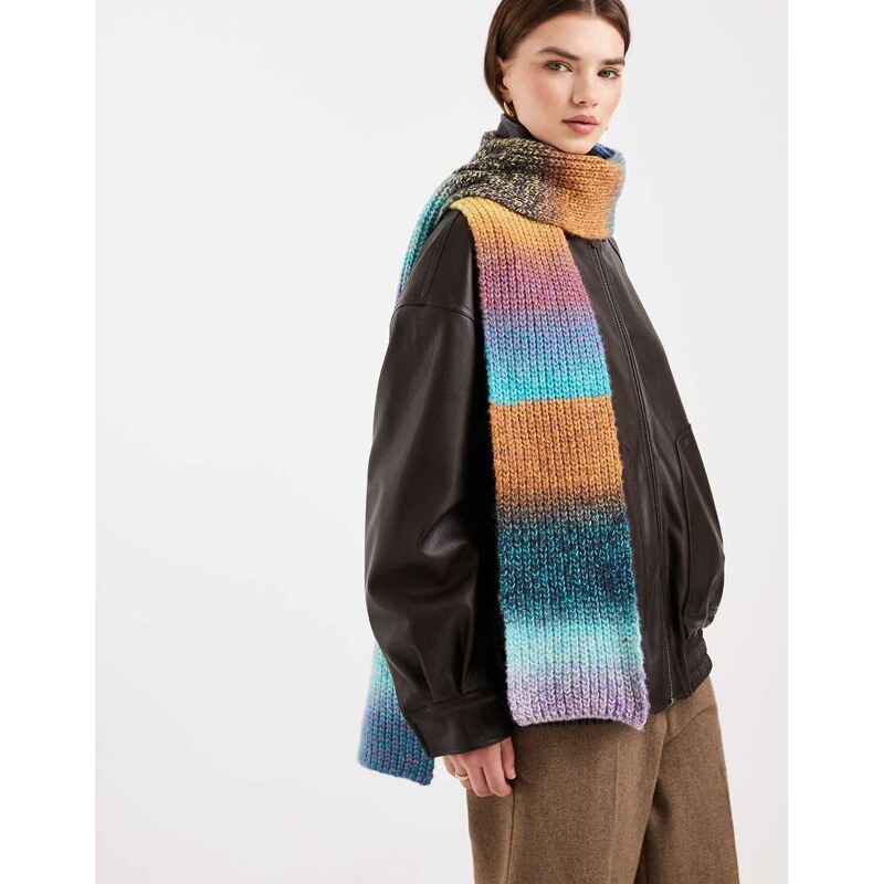 ASOS DESIGN twisted wool blend skinny scarf in multi colour 112478381