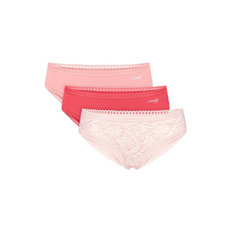 3pack organic kalhotek SLOGGI GO CRUSH HIPSTER růžové+korálové