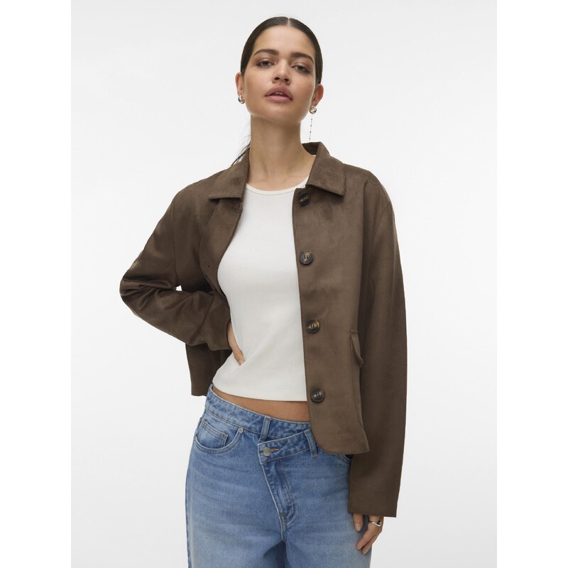 Vero Moda krátký semišový kabátek Jose Kelly čokoládový