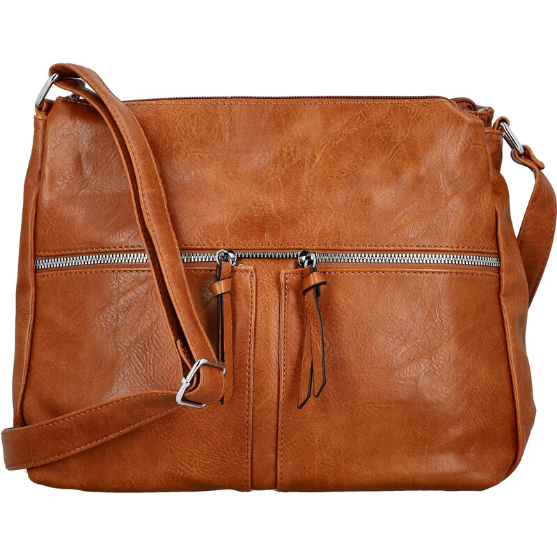 Amalia Módní dámská koženková crossbody kabelka Josefina, hnědá 112483328