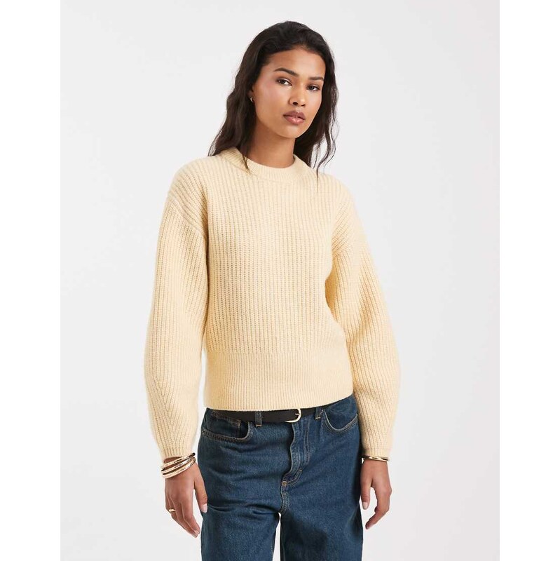 New Look stitch jumper in yellow 112484552