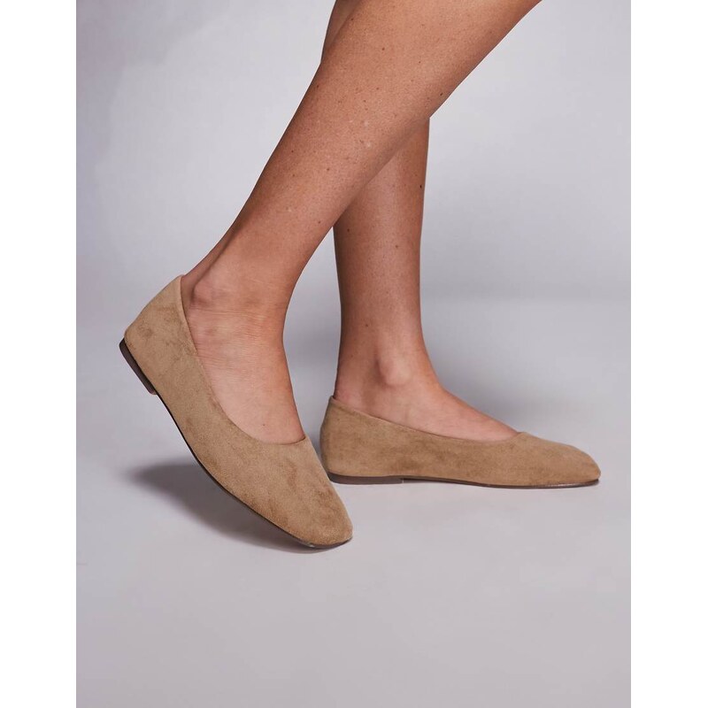 SIMMI Shoes Simmi London Viktoria ballet flats in taupe suedette 115443669