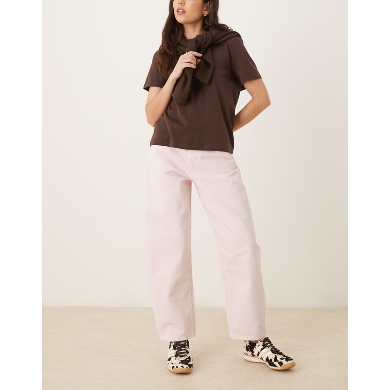 ASOS DESIGN high waist barrel jean in pink