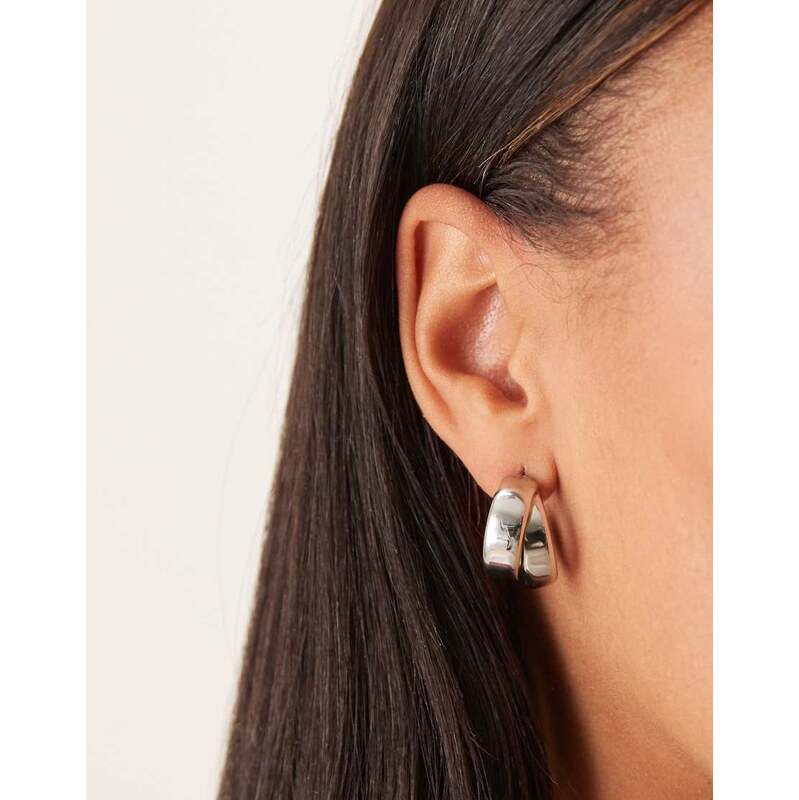ASOS DESIGN everyday huggie hoop earrings with cross-over design