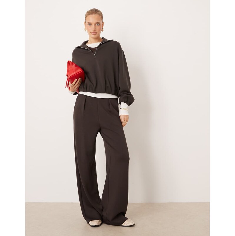 Mango Guesi straight jogger co-ord in chocolate-Grey