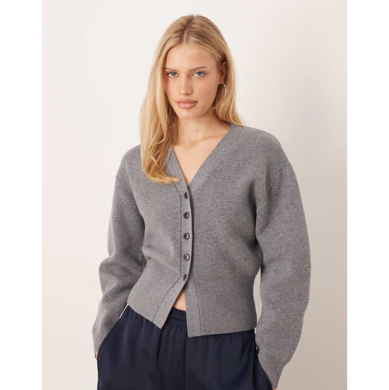 Mango v neck sculpted cardigan in grey 112484844