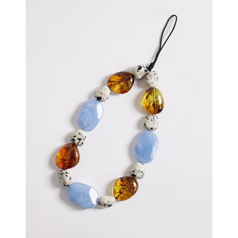 ASOS DESIGN beaded phone charm with faux semi precious stones-Multi 112484845