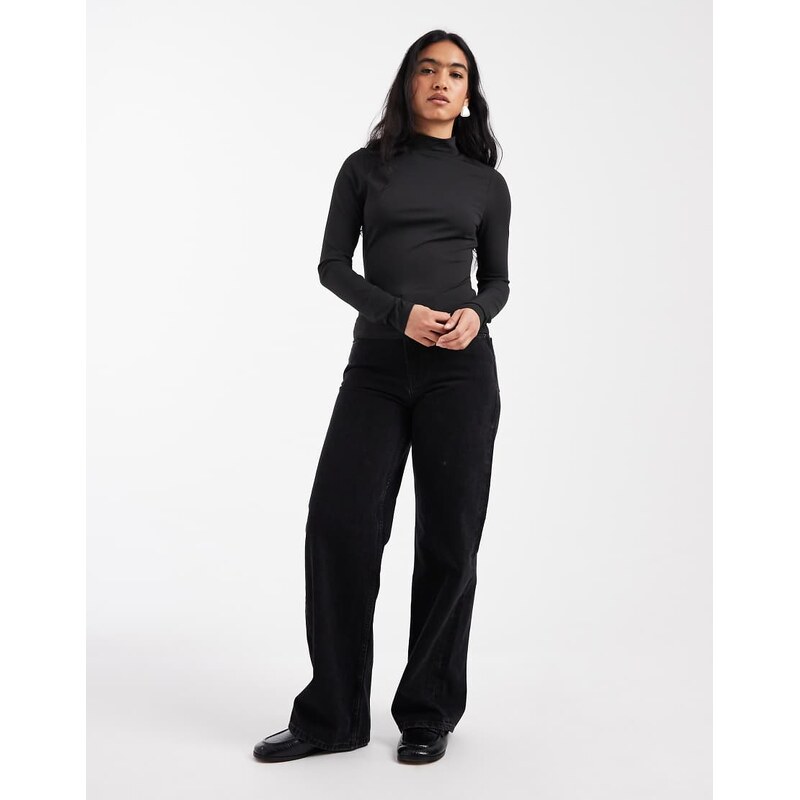 ASOS DESIGN Sculpting high neck long sleeve top in black