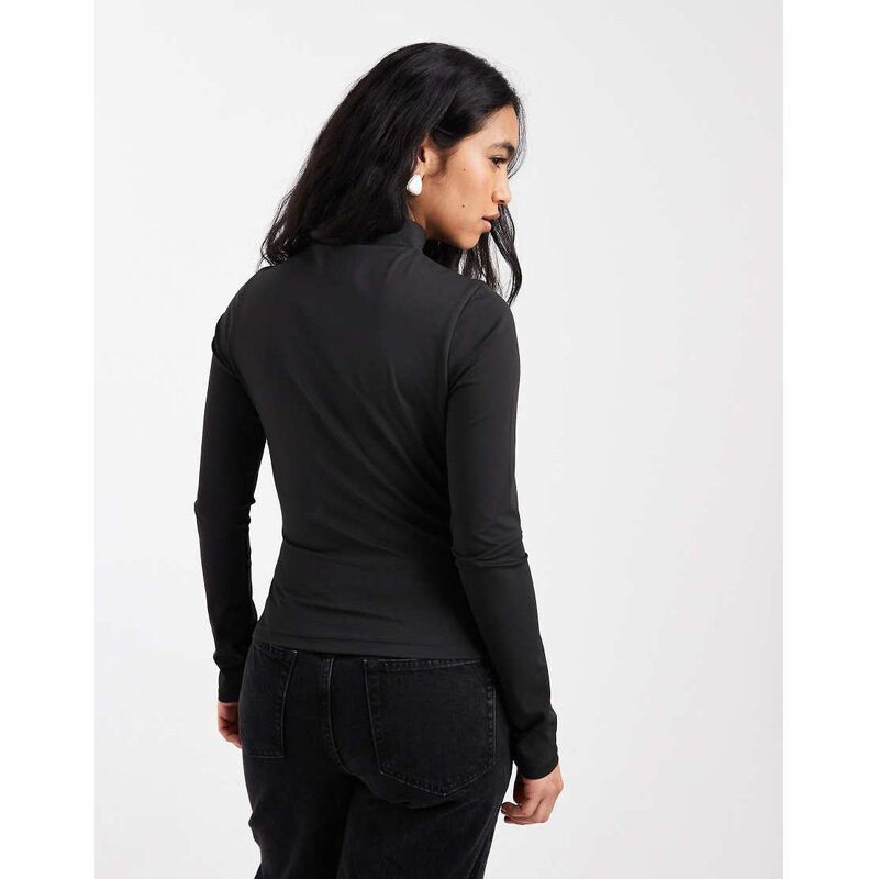 ASOS DESIGN Sculpting high neck long sleeve top in black