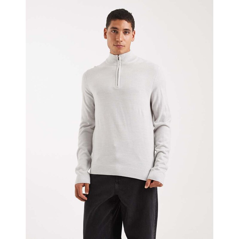 New Look 1/4 zip jumper in grey marl
