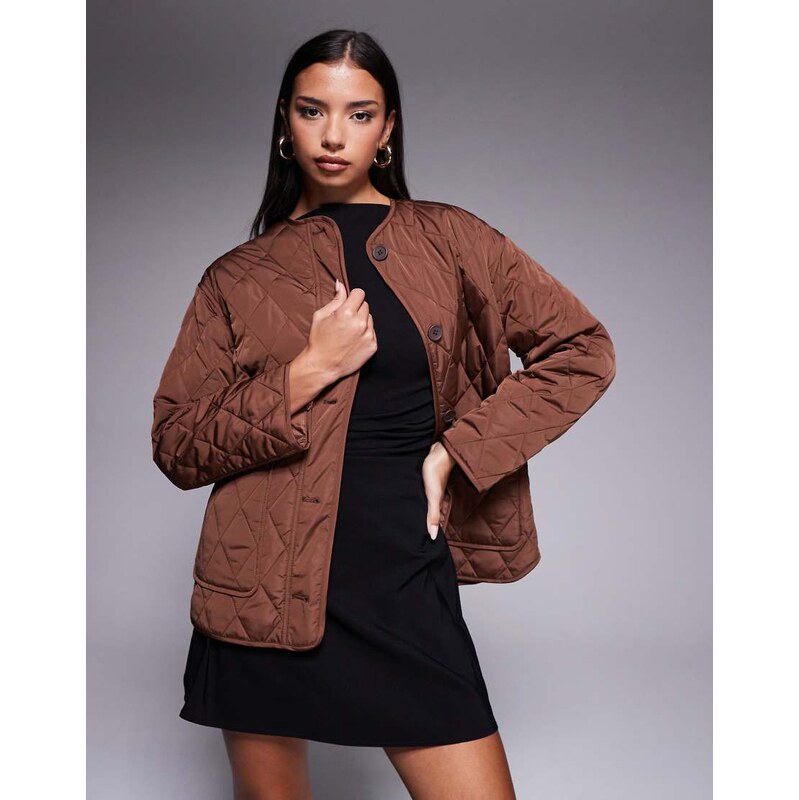 New Look quilted jacket in mid brown