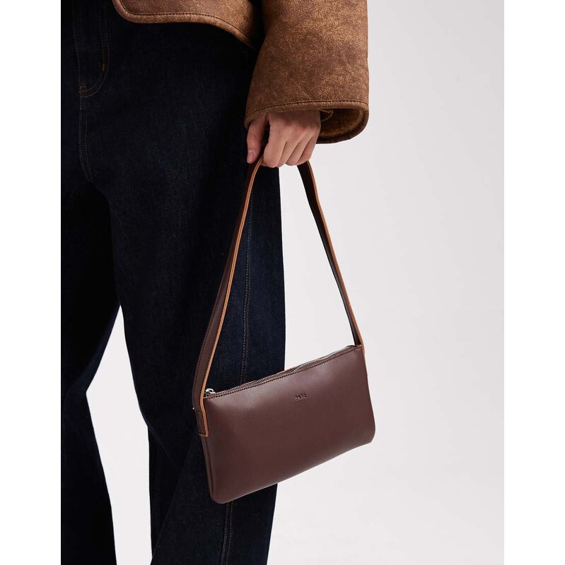 PASQ flat shoulder bag in brown 112508585