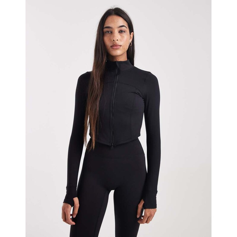 Cotton On ultra soft contour zip through jacket in black