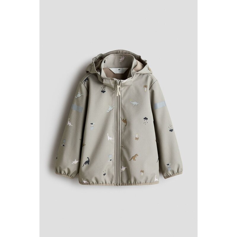 H&M - Voděodolná softshellová bunda - Šedobéžová/Dinosauři