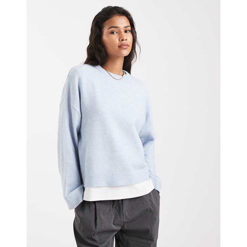 ONLY round neck boxy jumper in light blue