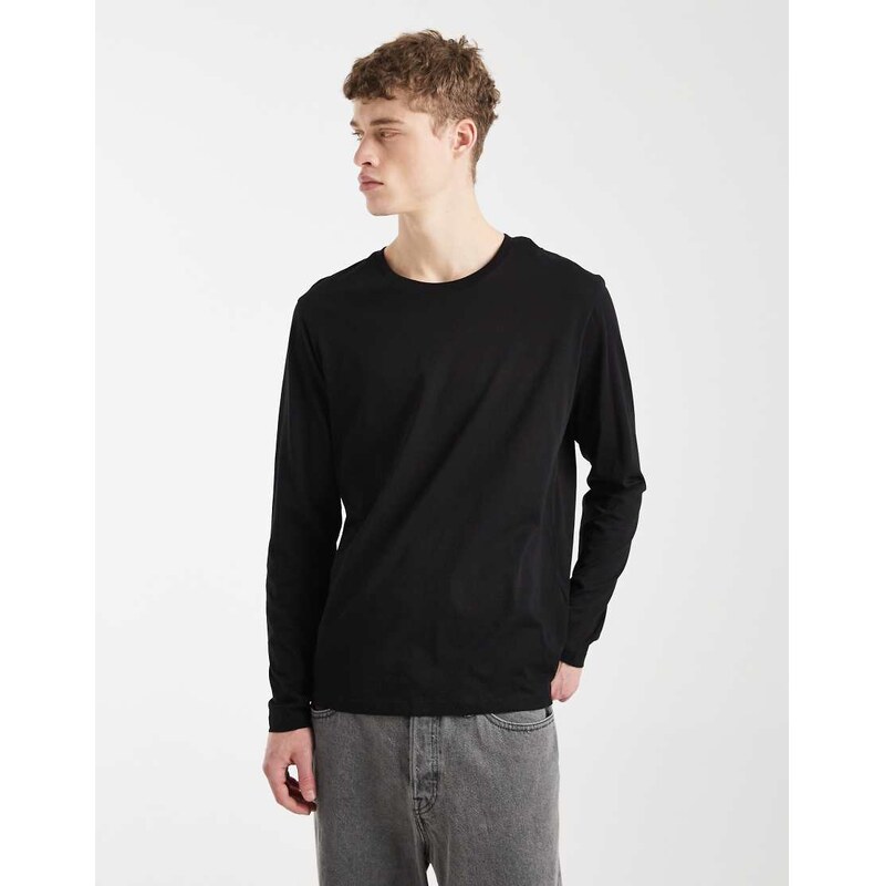 Jack & Jones long sleeve t-shirt in black