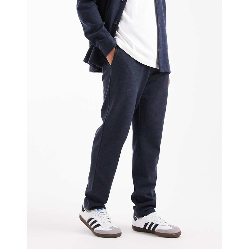 New Look pique knit pull on trousers co-ord in navy