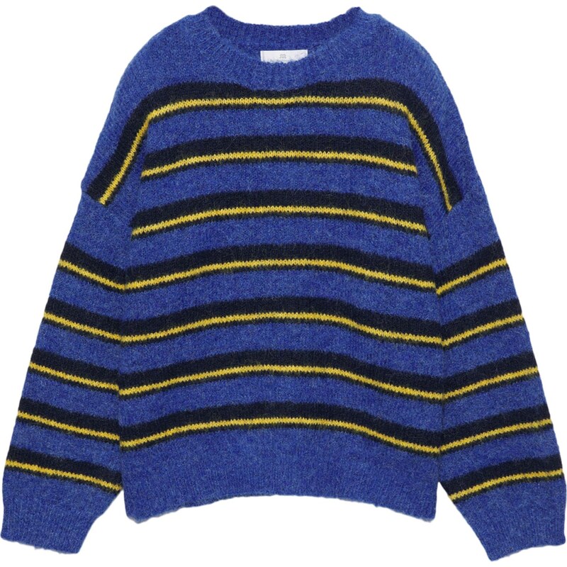 Pull&Bear Svetr PACIFIC tyrkysová / medová / černá