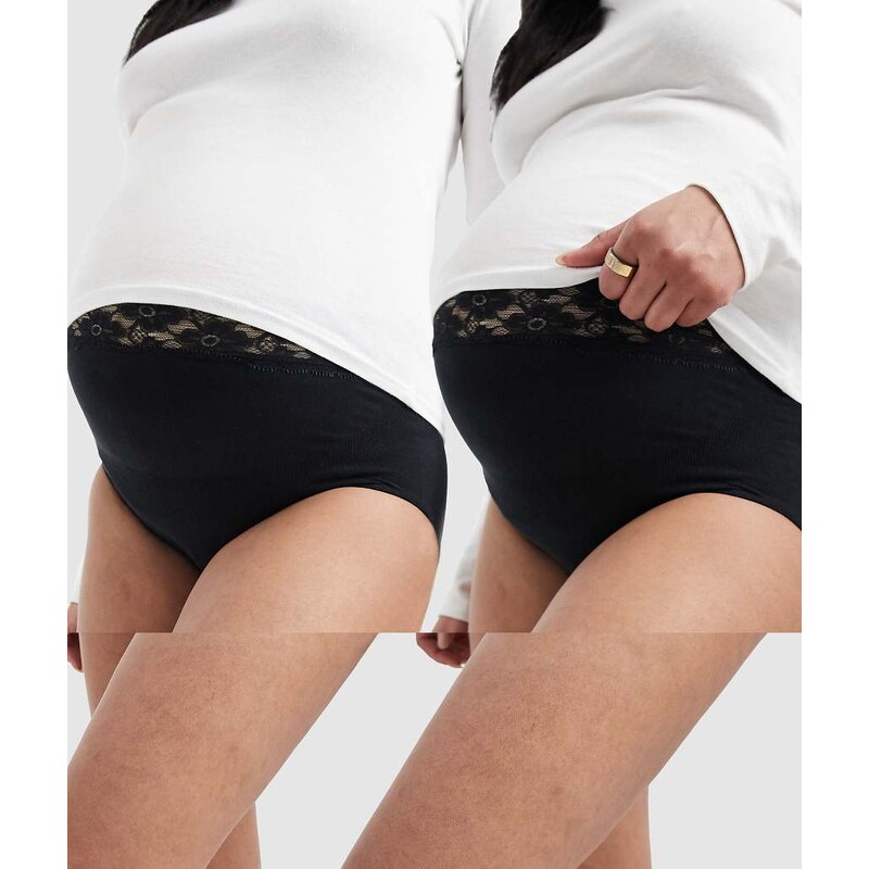 Mama.licious Mamalicious Maternity 2 pack lace trim waist control 115517623