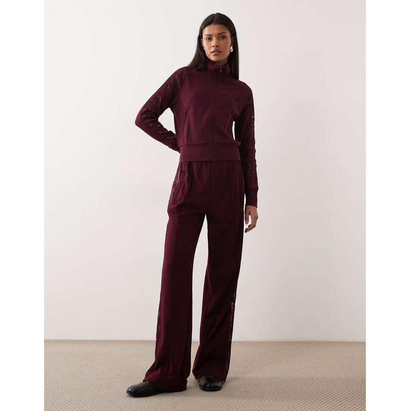 adidas Originals Firebird lace sweatpants in maroon-Red