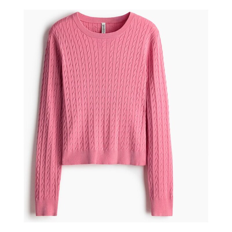 H&M - Svetrs copánkovým vzorem - Růžová