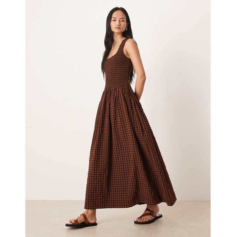 ASOS DESIGN crinkle scoop neck maxi sundress with shirred waist