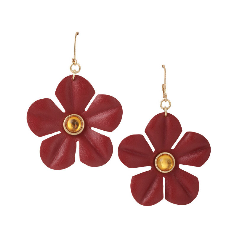 Esprit faux leather flower earrings