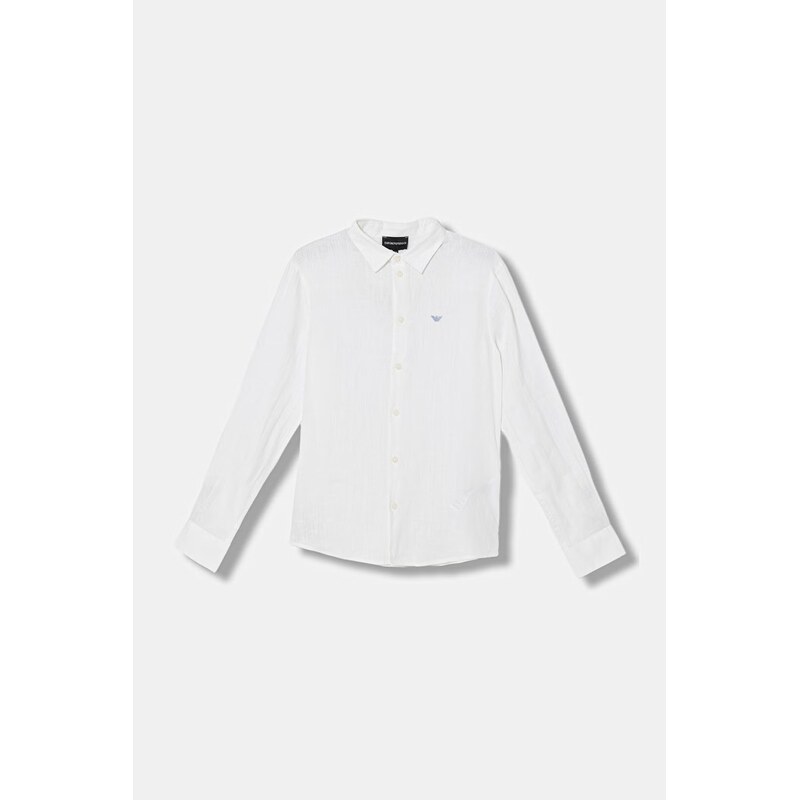 Emporio Armani Dětská lněná košile Emporio Armani