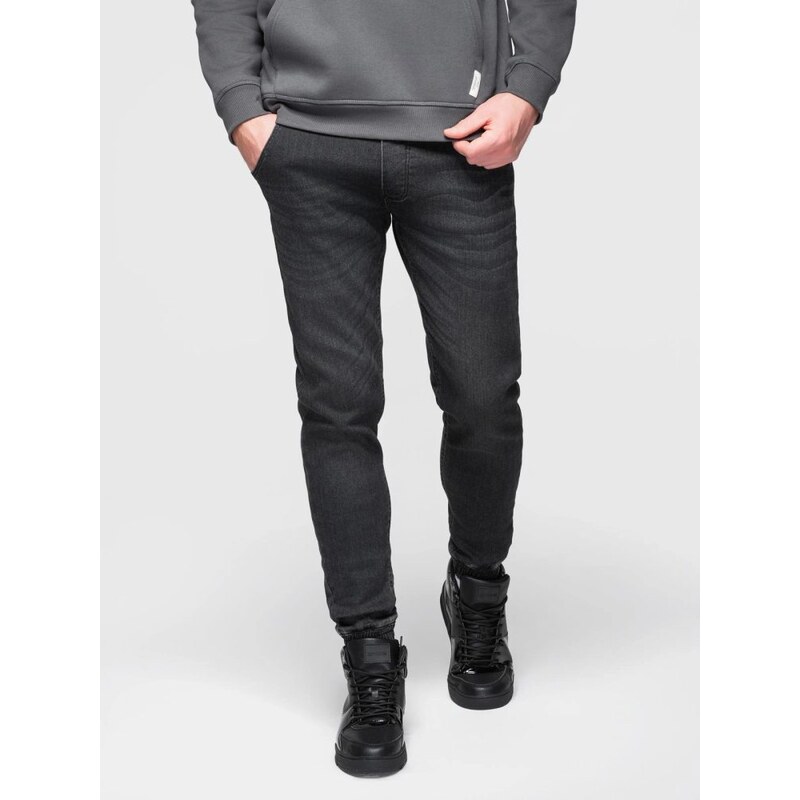 Ombre Clothing Pánské černé džínové tepláky V4 PADJ-0242