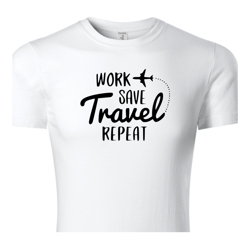 Fenomeno Dětské tričko Work save travel - bílé