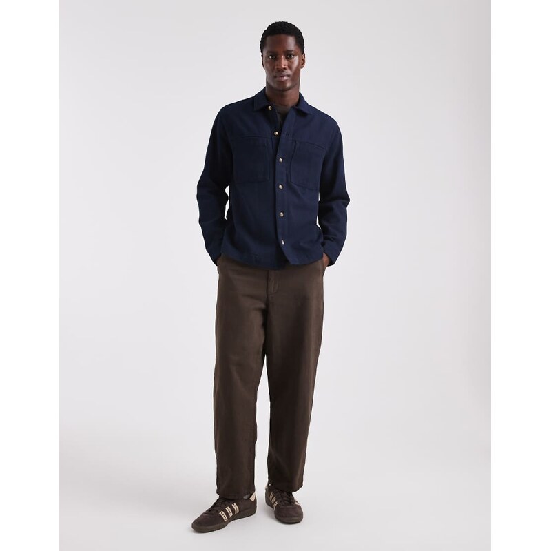 ASOS DESIGN heavyweight cotton twill overshirt in navy
