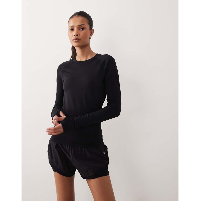 Sweaty Betty Athlete seamless workout long sleeve top in black 112521948
