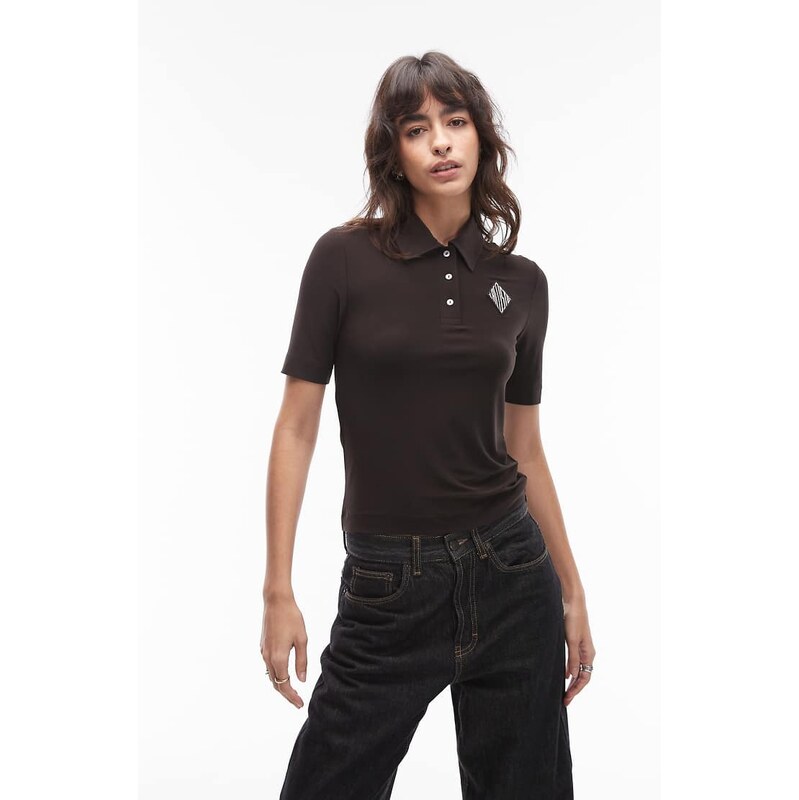 Lacoste knitted polo in brown
