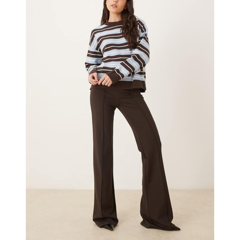 Mango seam detail flared trouser in brown 112521976