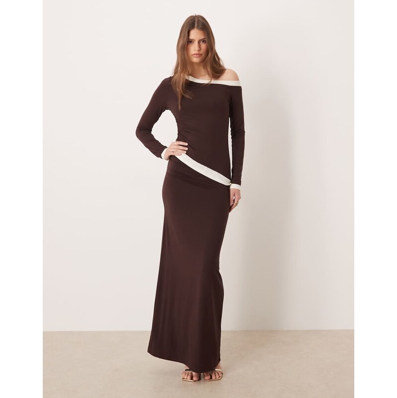 ASOS DESIGN double layer detail slinky asymmetric maxi dress in