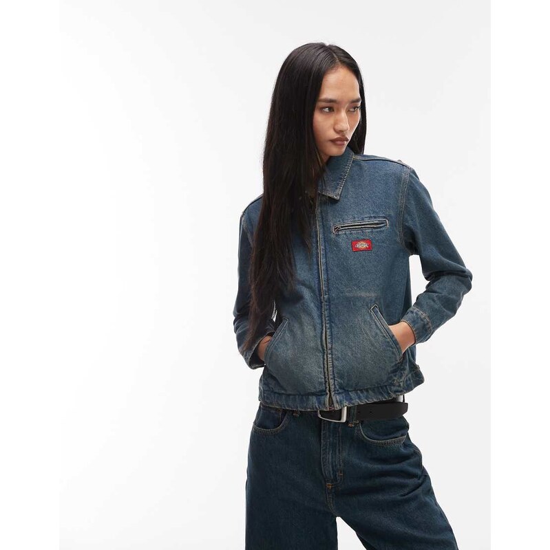 Dickies denim painter jacket in khaki tinted blue-Green
