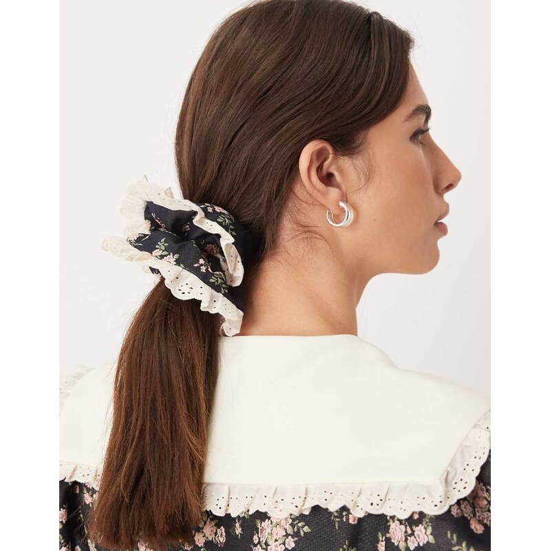 Sister Jane Eclipse ditsy floral scrunchie in navy