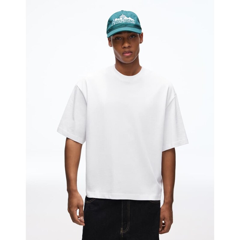 Bershka boxy oversized short sleeve t-shirt in white