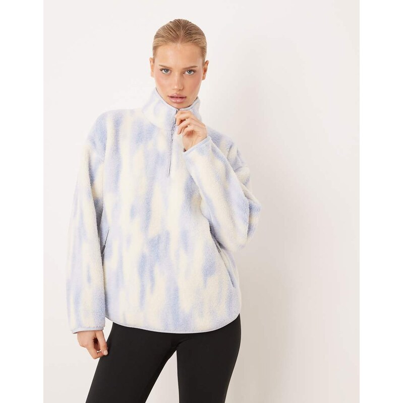 Sweaty Betty plush half zip fleece in blue print