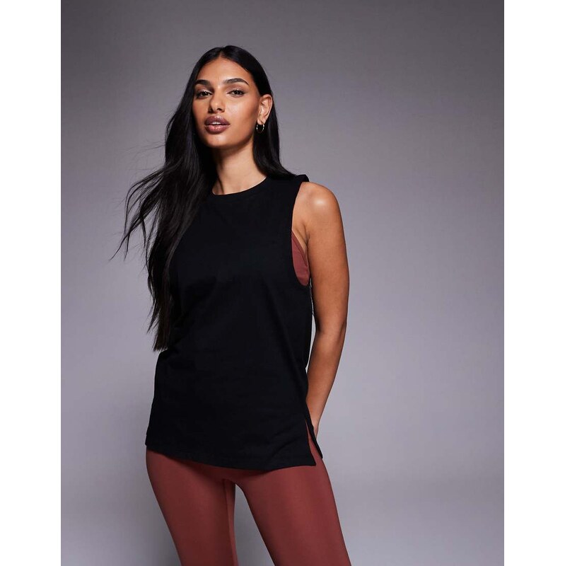 4505 Icon cotton drop armhole vest with quick dry finish in black 113263447